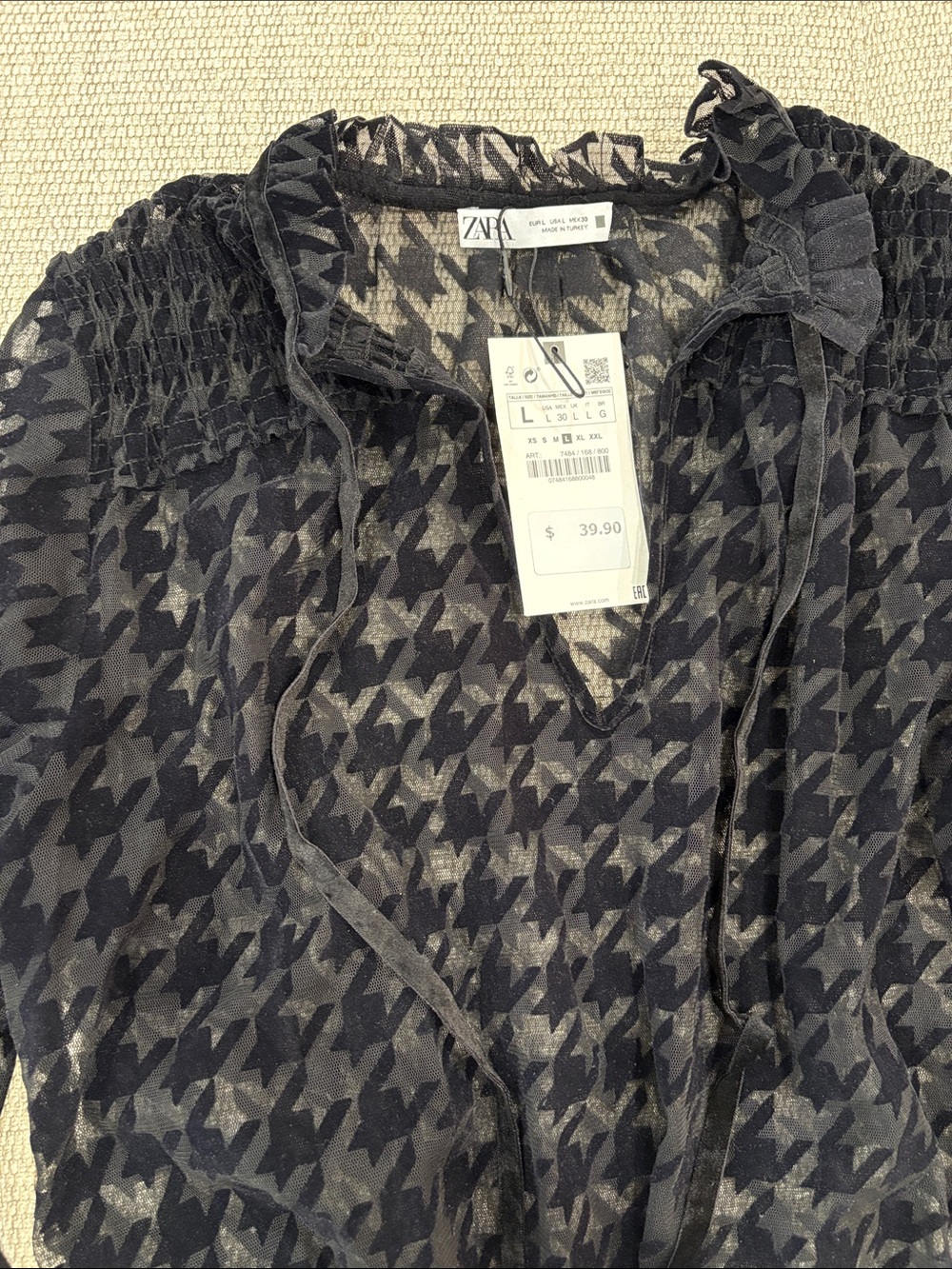 Zara Houndstooth Blouse - Picture 3 of 5
